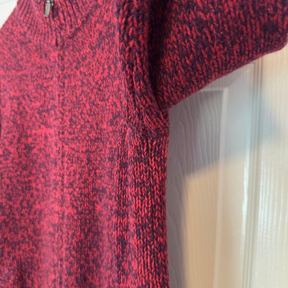 L.L. Bean 100% Lambswool Full Double Zip Knit Cardigan Sweater Size S Red Winter - Picture 11 of 13